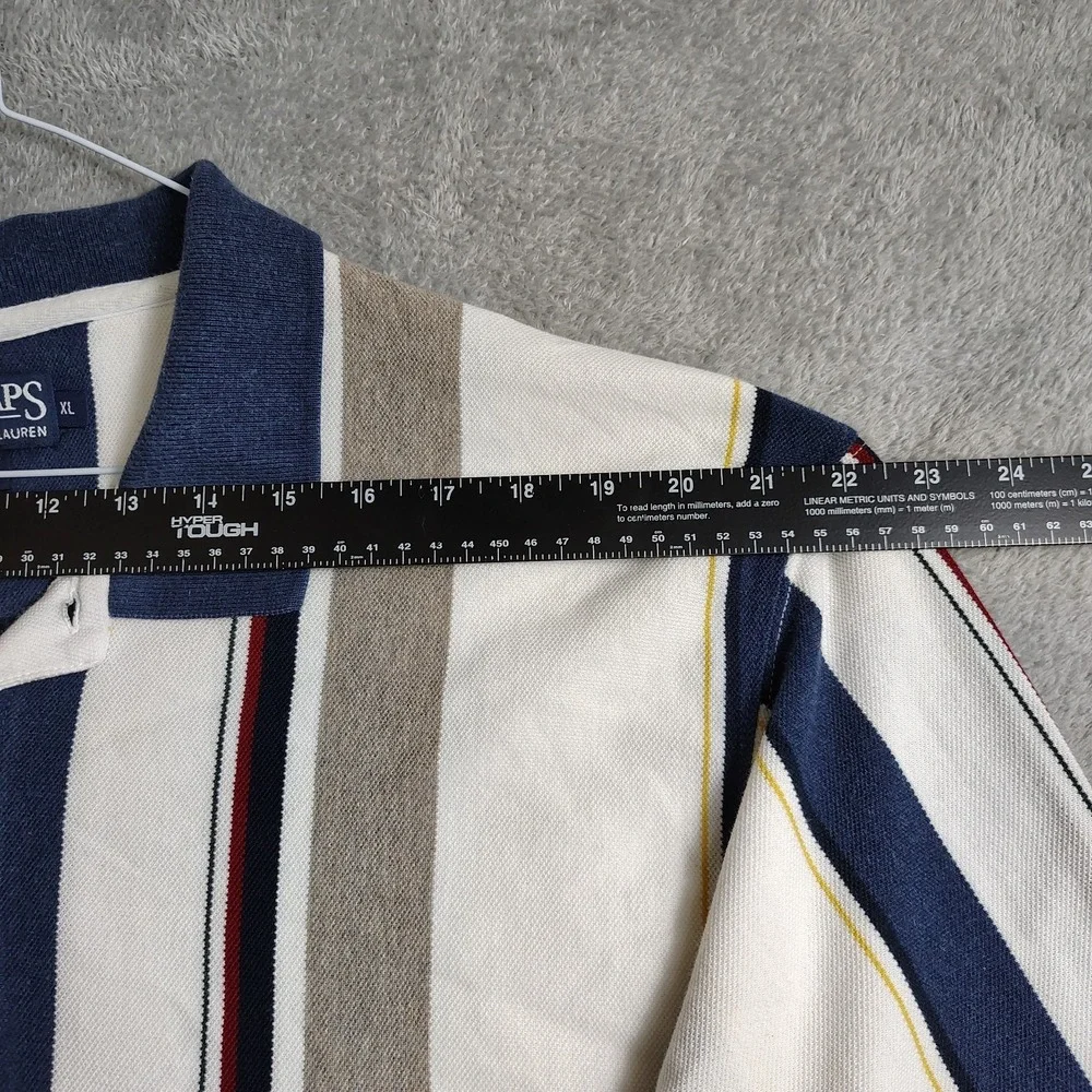Vintage 90s Chaps Ralph Lauren Mens XL Distressed Striped Color Block Polo Shirt